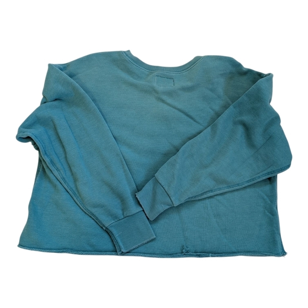 Teal Rough Cropped Sweatshirt - Picture 2 of 3